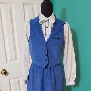 LF Petite by Leslie Fay, Inc. Blue Suit with belt, vest, and tie